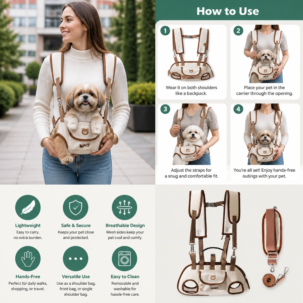 Adjustable Pet Shoulder Carrier Bag for Small Dogs and Cats