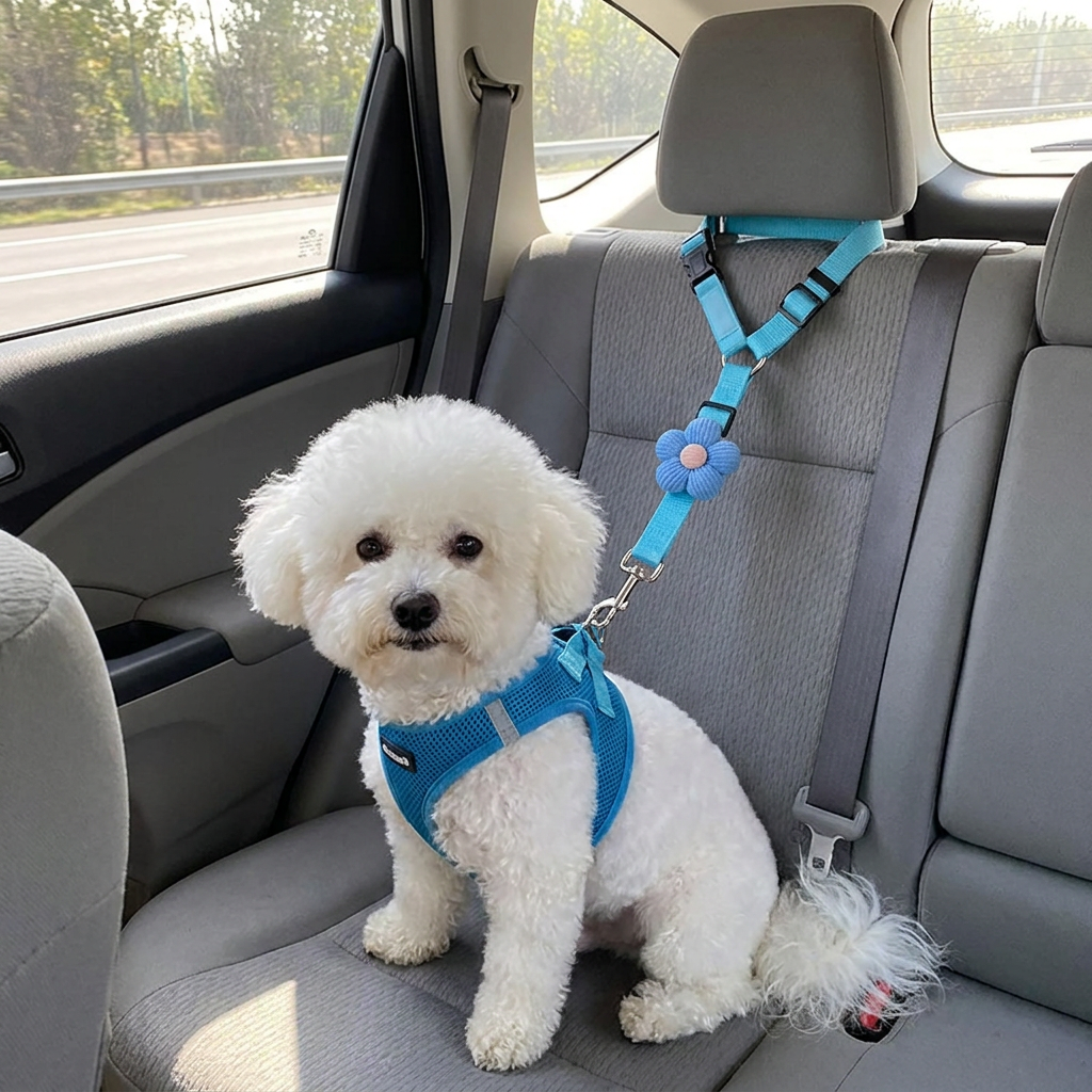 Adjustable Dog Seat Belt Harness for Safe and Comfortable Car Travel