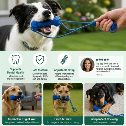 Dog Toothbrush Chew Toy with Adjustable Strap for Easy Dental Care