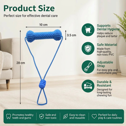Dog Toothbrush Chew Toy with Adjustable Strap for Easy Dental Care