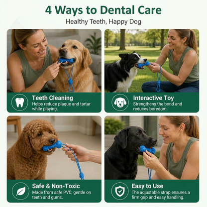 Dog Toothbrush Chew Toy with Adjustable Strap for Easy Dental Care