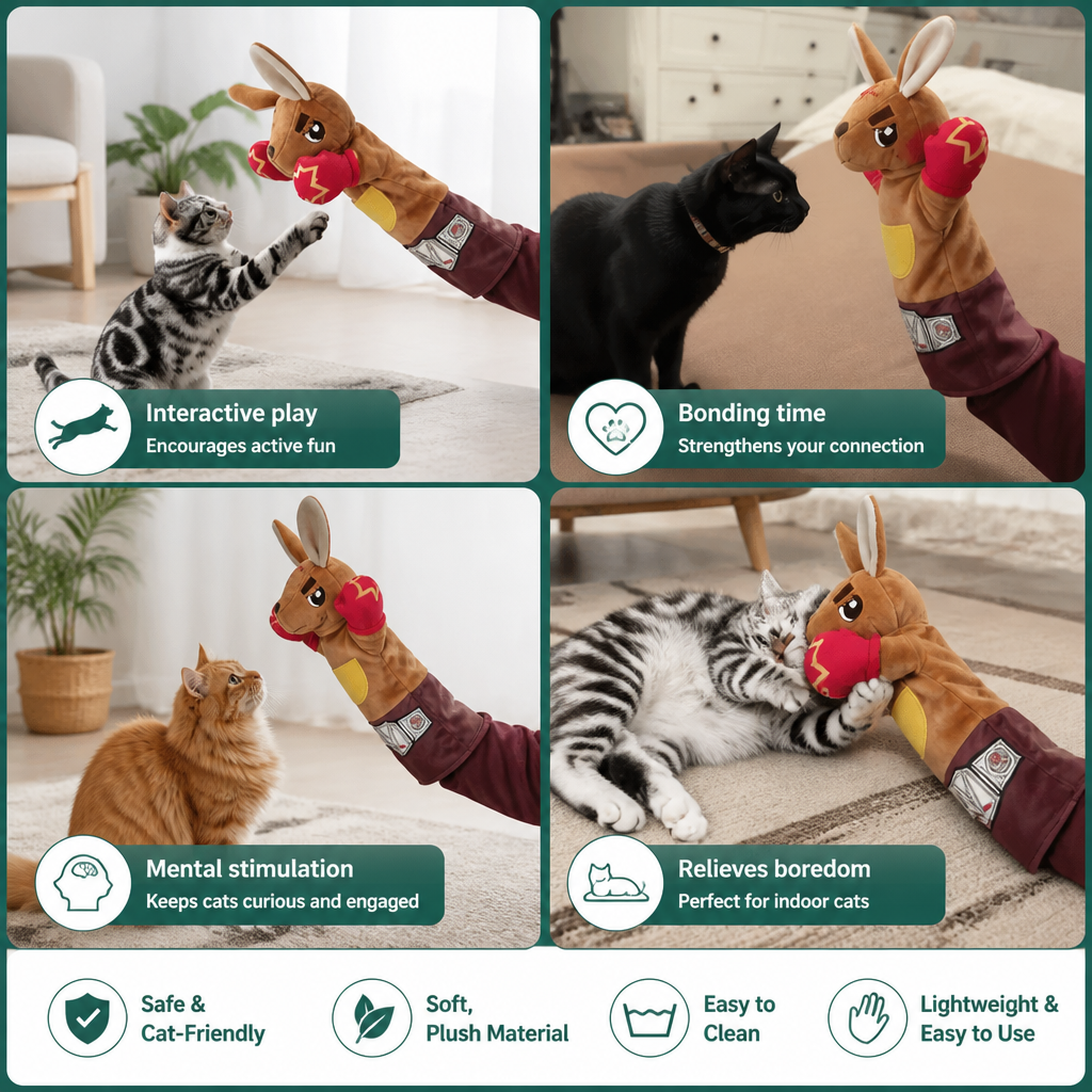 Interactive Kangaroo Boxing Hand Puppet Cat Toy