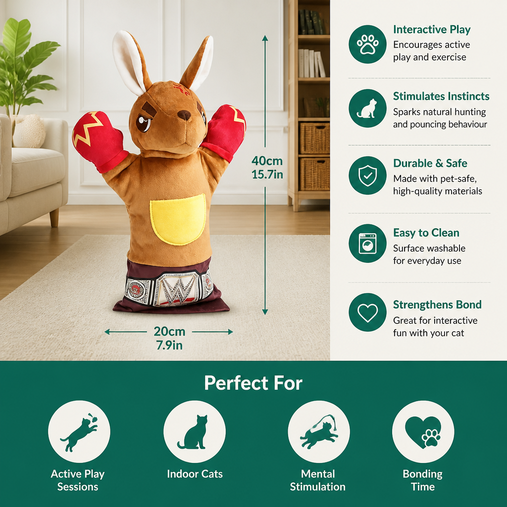 Interactive Kangaroo Boxing Hand Puppet Cat Toy