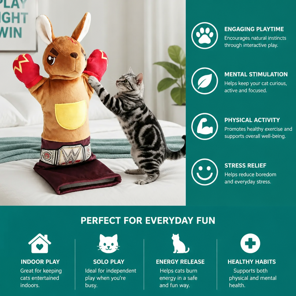 Interactive Kangaroo Boxing Hand Puppet Cat Toy