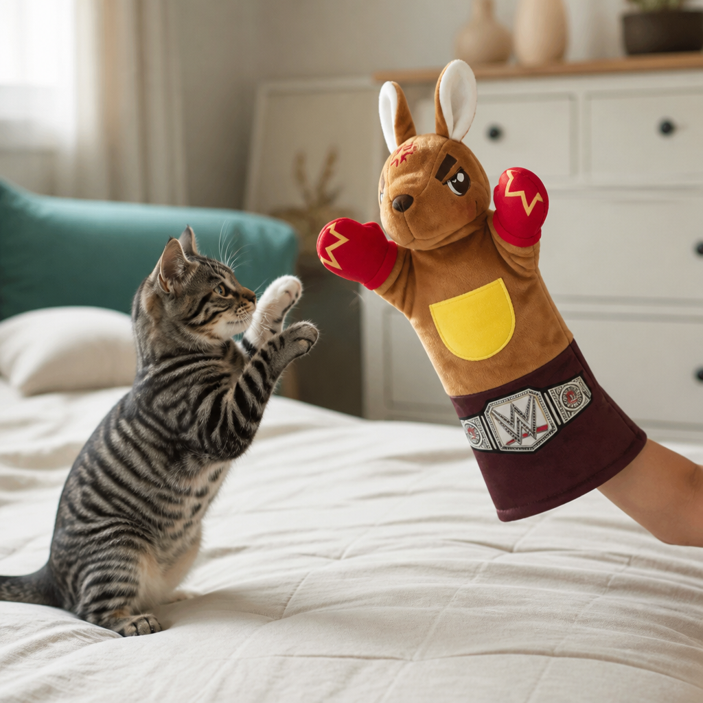Interactive Kangaroo Boxing Hand Puppet Cat Toy