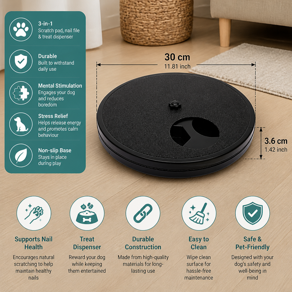3-in-1 Interactive Dog Nail Scratch Toy with Treat Dispenser