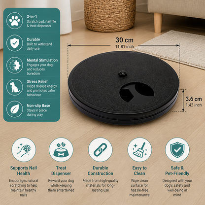 3-in-1 Interactive Dog Nail Scratch Toy with Treat Dispenser