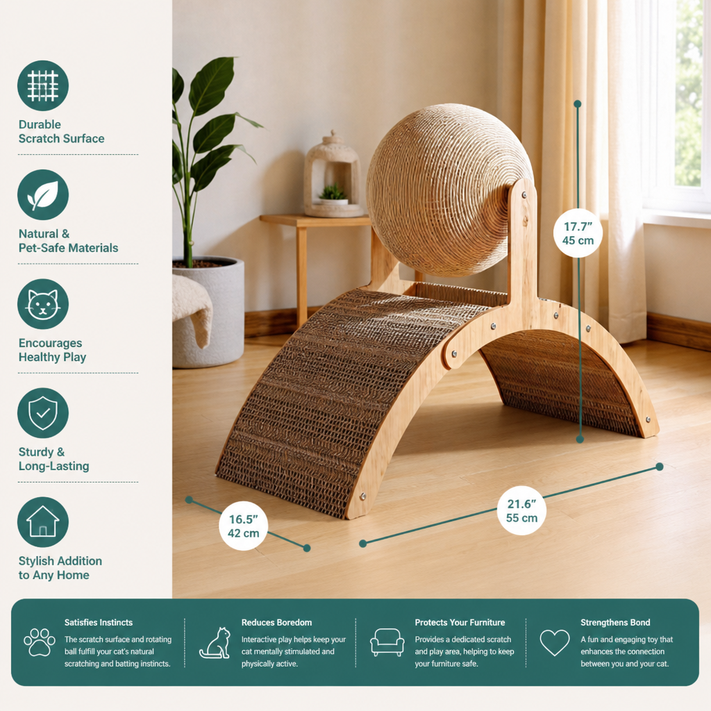 Interactive Ferris Wheel Cat Scratcher with Spinning Jute Ball