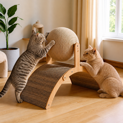 Interactive Ferris Wheel Cat Scratcher with Spinning Jute Ball