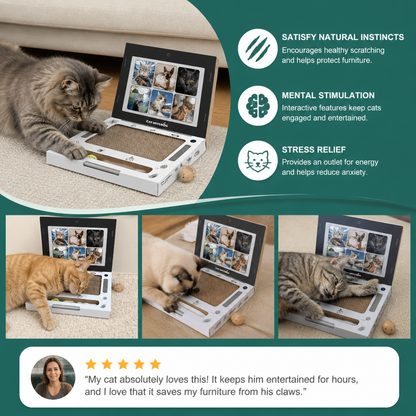 Cardboard Laptop Cat Scratcher & Interactive Toy