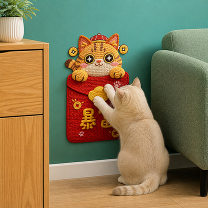 2in1 Woven Self-Adhesive Cat Scratching Mat & Furniture Protector with Interactive Toy