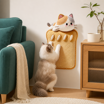 2in1 Woven Self-Adhesive Cat Scratching Mat & Furniture Protector with Interactive Toy