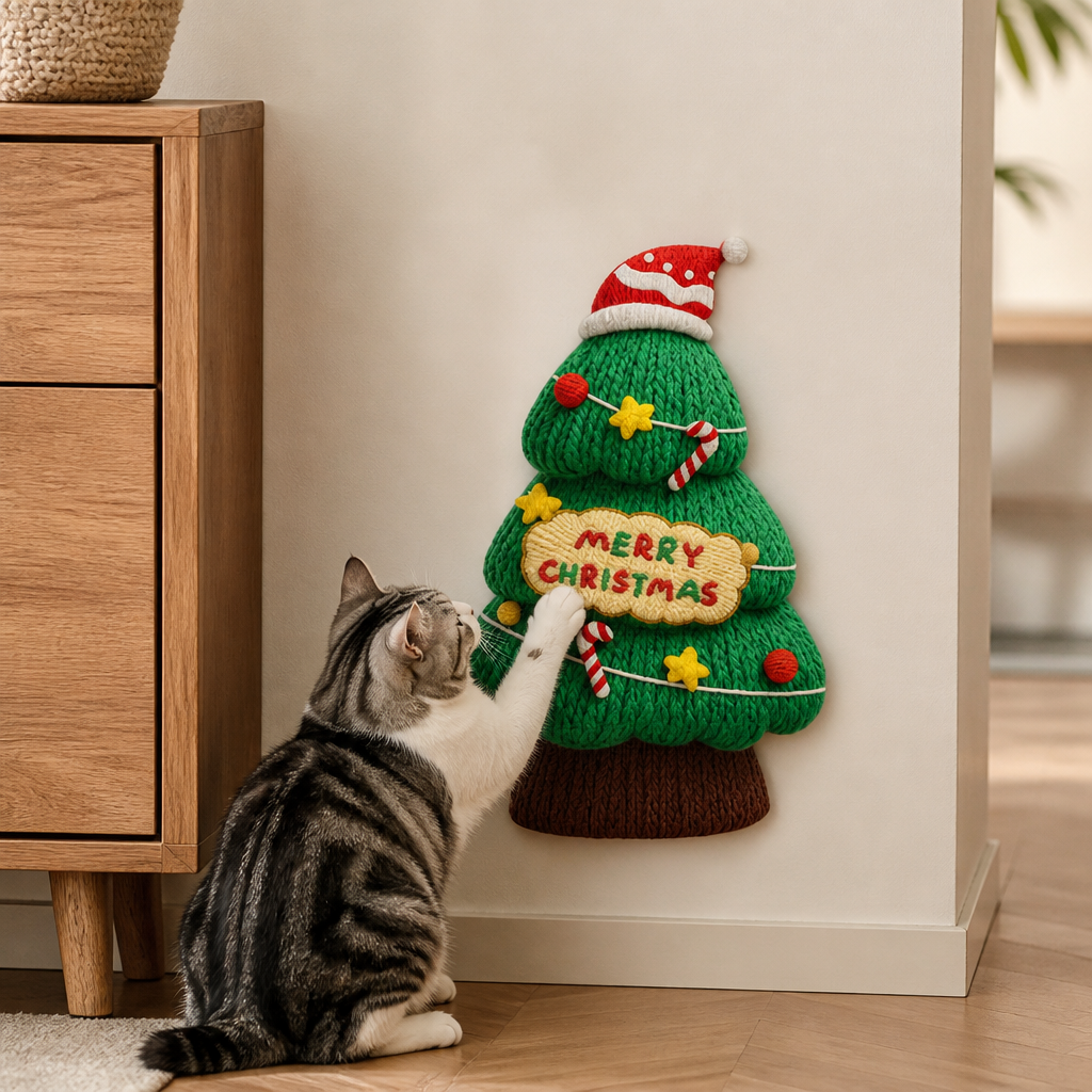2in1 Woven Self-Adhesive Cat Scratching Mat & Furniture Protector with Interactive Toy