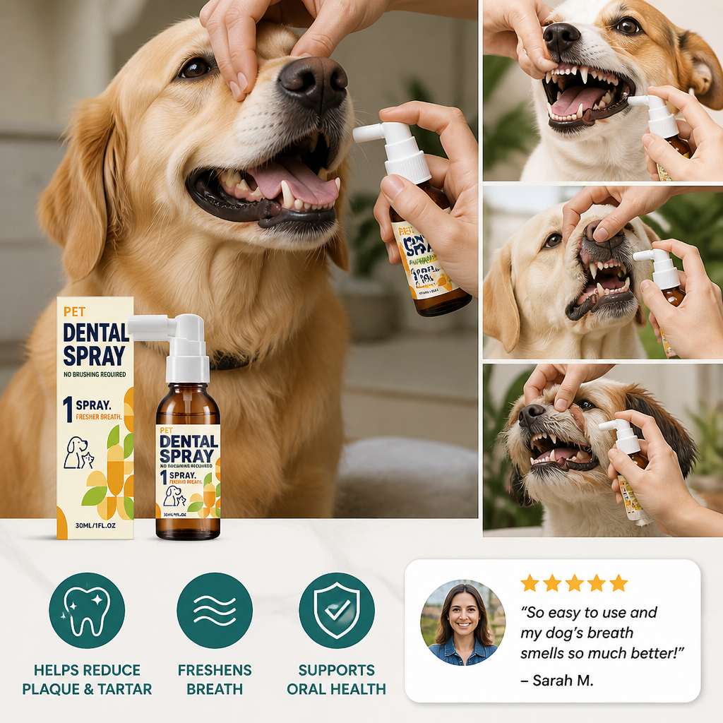 Brushless Tartar Control Dental Spray for Dogs – Helps Reduce Plaque & Freshen Breath