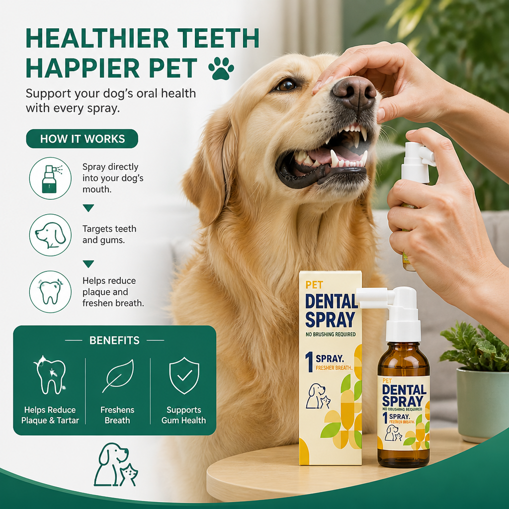 Brushless Tartar Control Dental Spray for Dogs – Helps Reduce Plaque & Freshen Breath