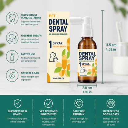 Brushless Tartar Control Dental Spray for Dogs – Helps Reduce Plaque & Freshen Breath