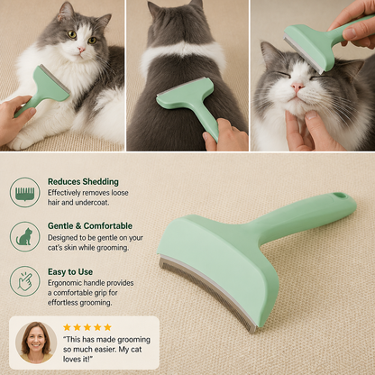 Cat Deshedding Undercoat Rake – Extra-Wide Grooming Tool for Loose Fur & Long Hair