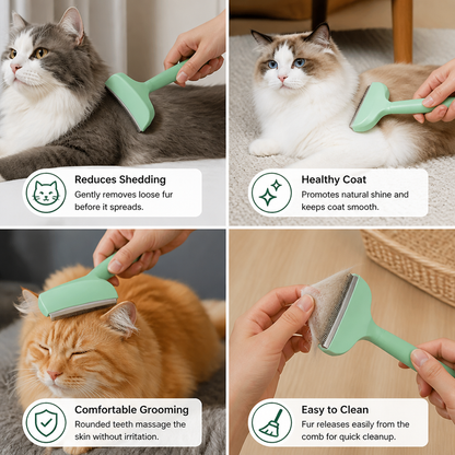 Cat Deshedding Undercoat Rake – Extra-Wide Grooming Tool for Loose Fur & Long Hair