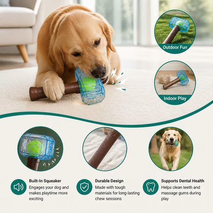 Durable Squeaky Hammer Chew Toy for Dogs