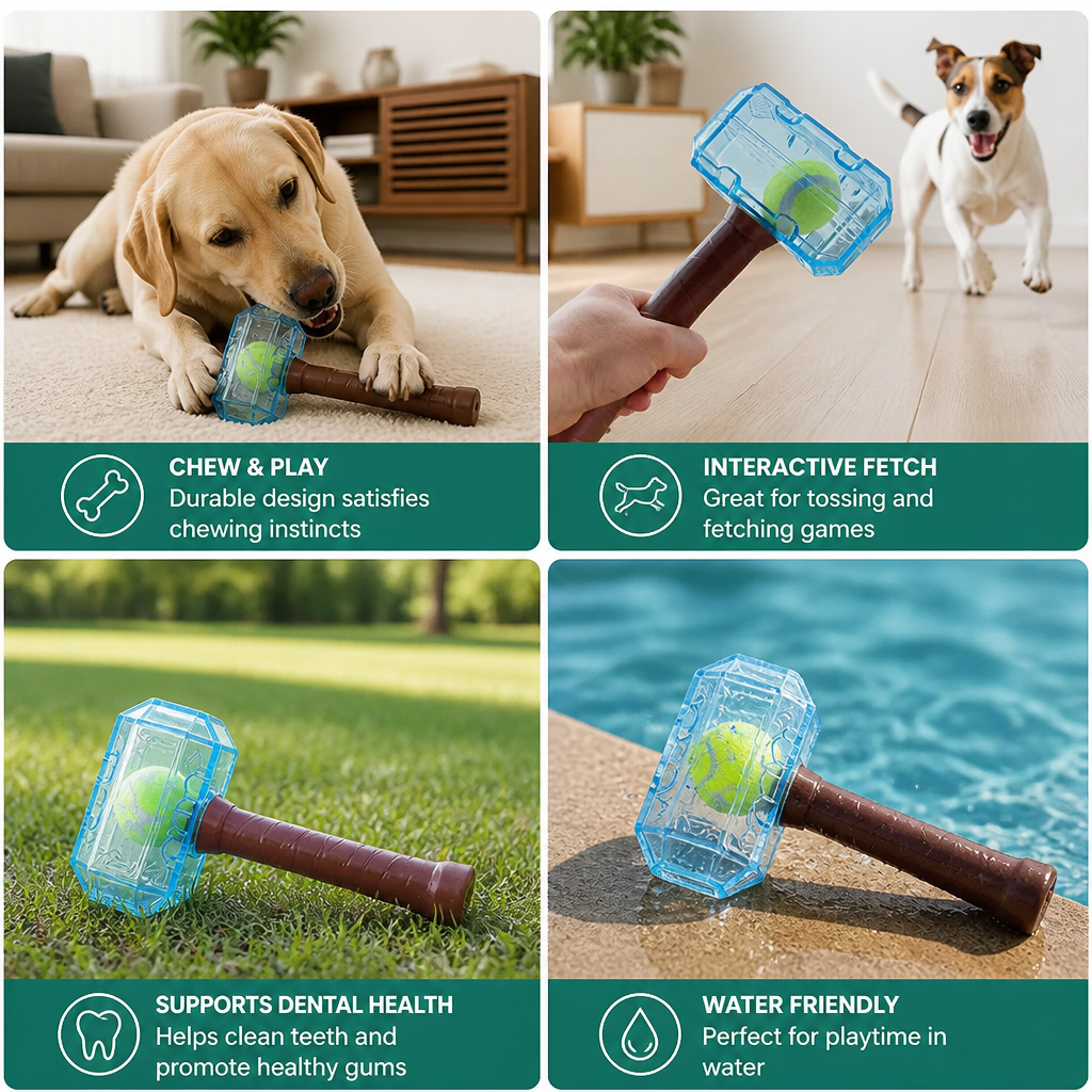 Durable Squeaky Hammer Chew Toy for Dogs