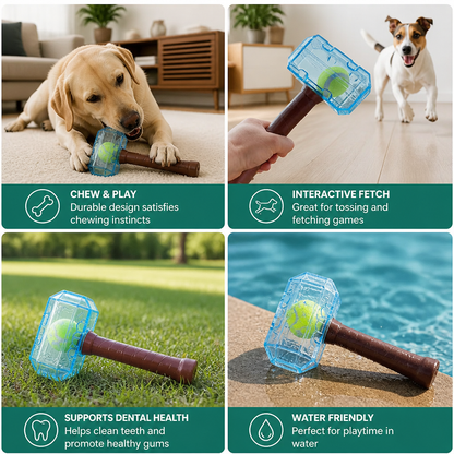 Durable Squeaky Hammer Chew Toy for Dogs