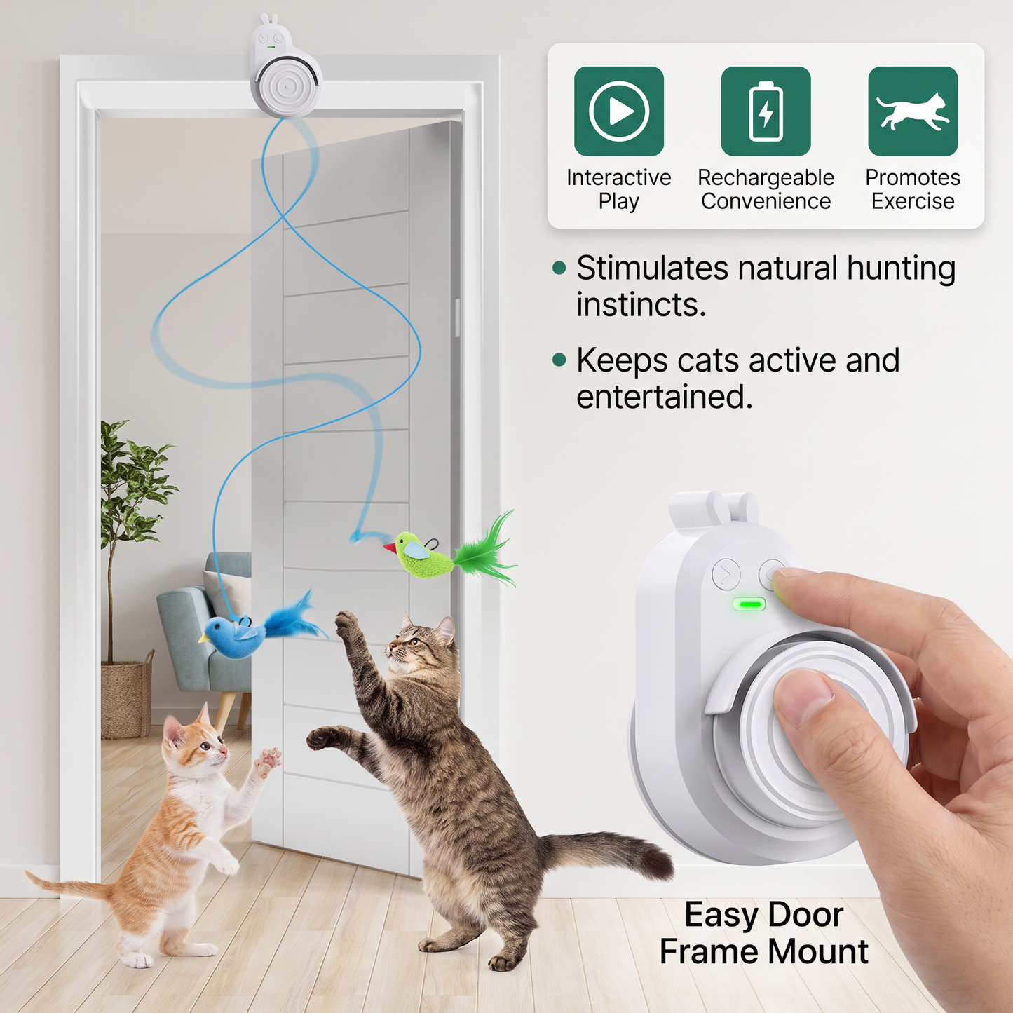 Automatic Flying Bird Cat Toy – Rechargeable Interactive Hanging Teaser