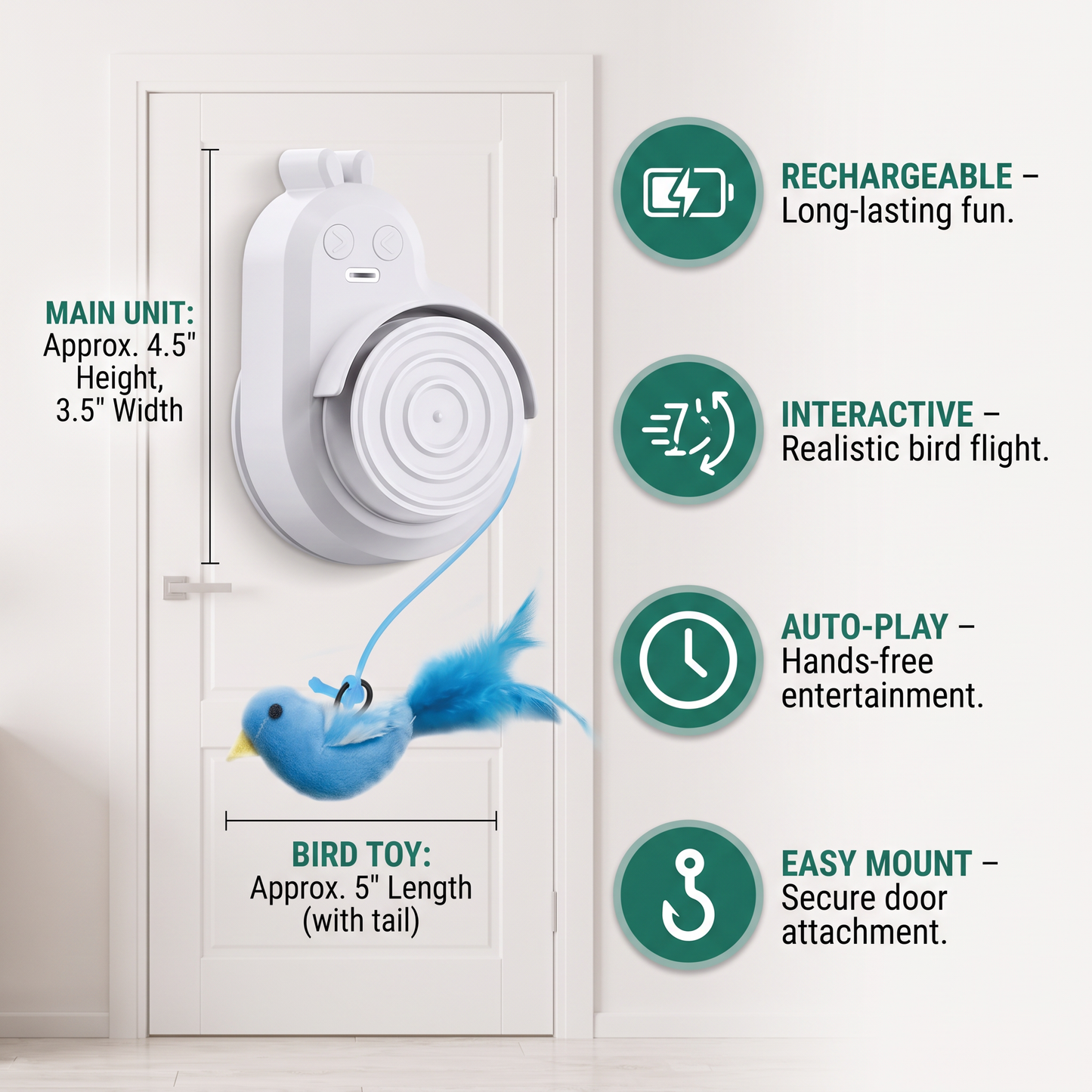 Automatic Flying Bird Cat Toy – Rechargeable Interactive Hanging Teaser