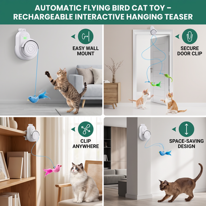 Automatic Flying Bird Cat Toy – Rechargeable Interactive Hanging Teaser
