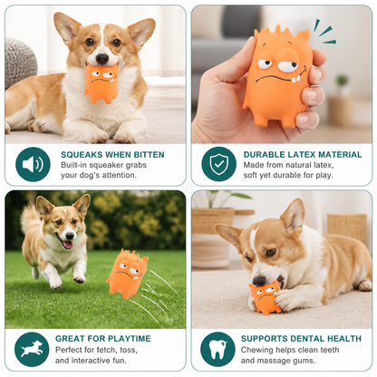 Durable Natural Monster Latex Dental Squeaky Dog Toy