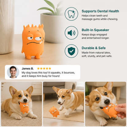 Durable Natural Monster Latex Dental Squeaky Dog Toy
