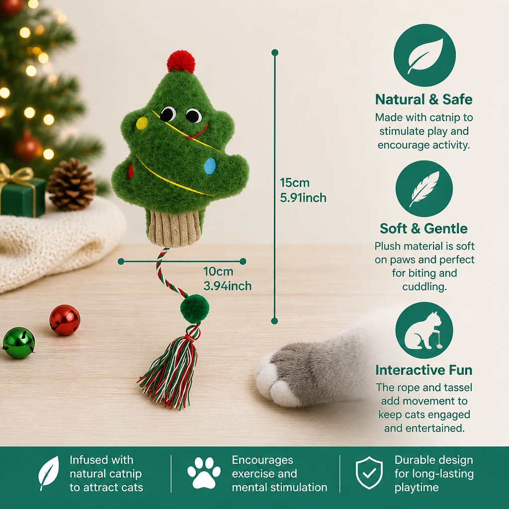Christmas Catnip Rope Teaser Cat Toy