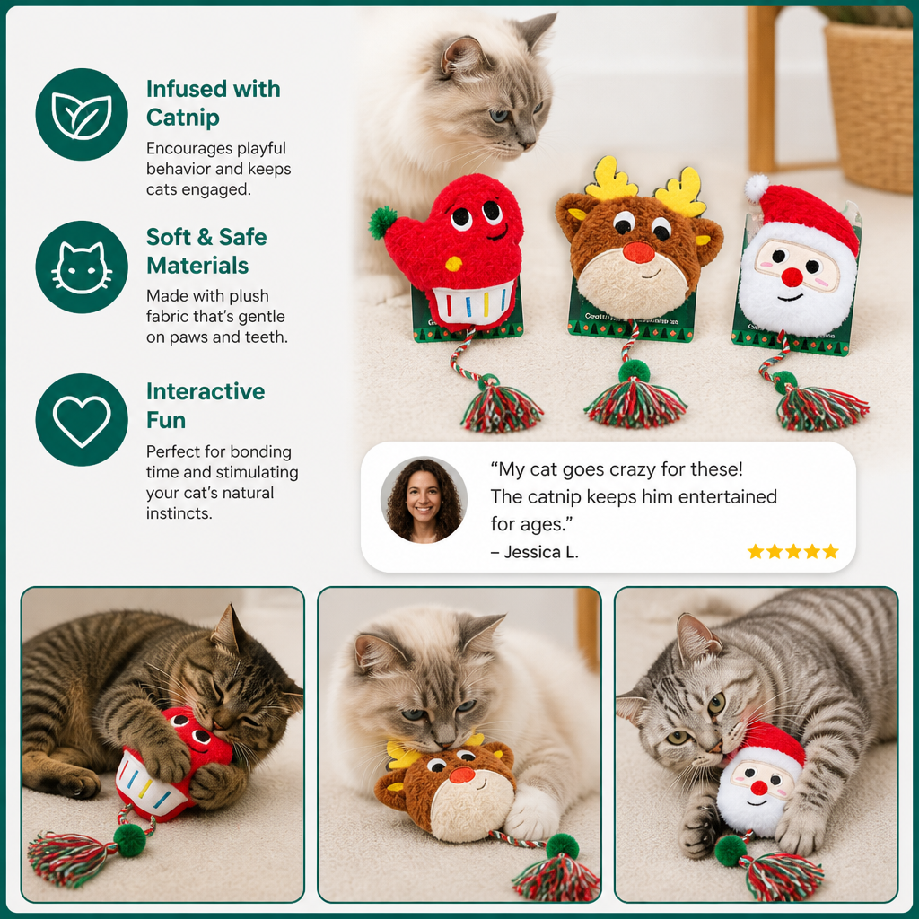 Christmas Catnip Rope Teaser Cat Toy