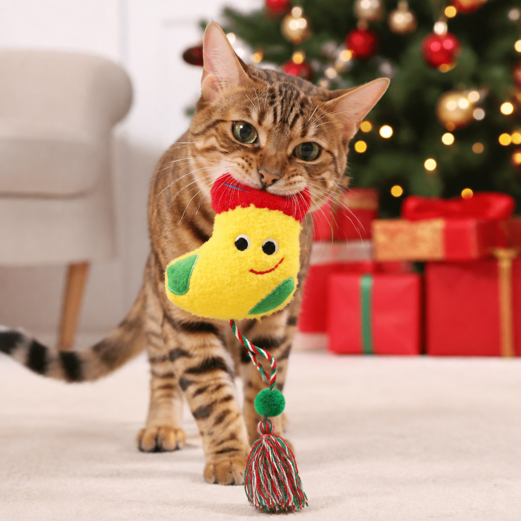 Christmas Catnip Rope Teaser Cat Toy
