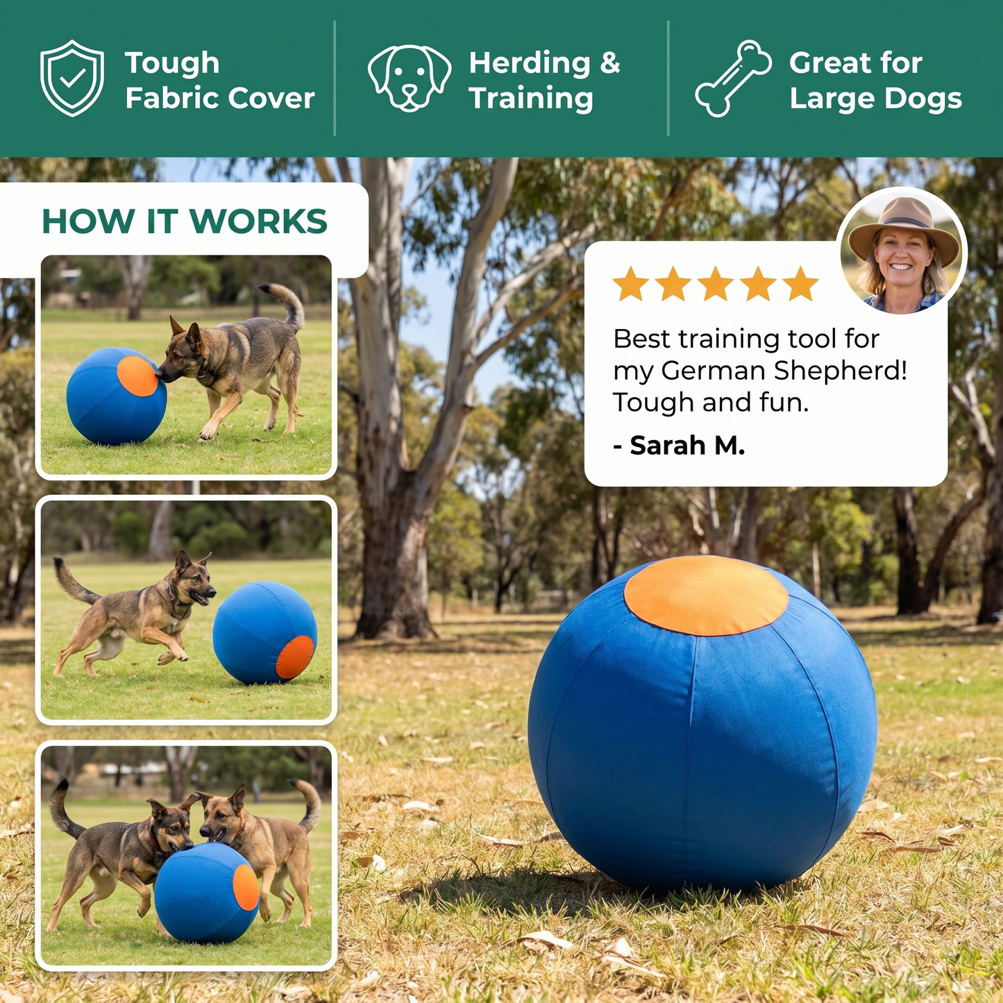 Durable training ball with cover for dogs