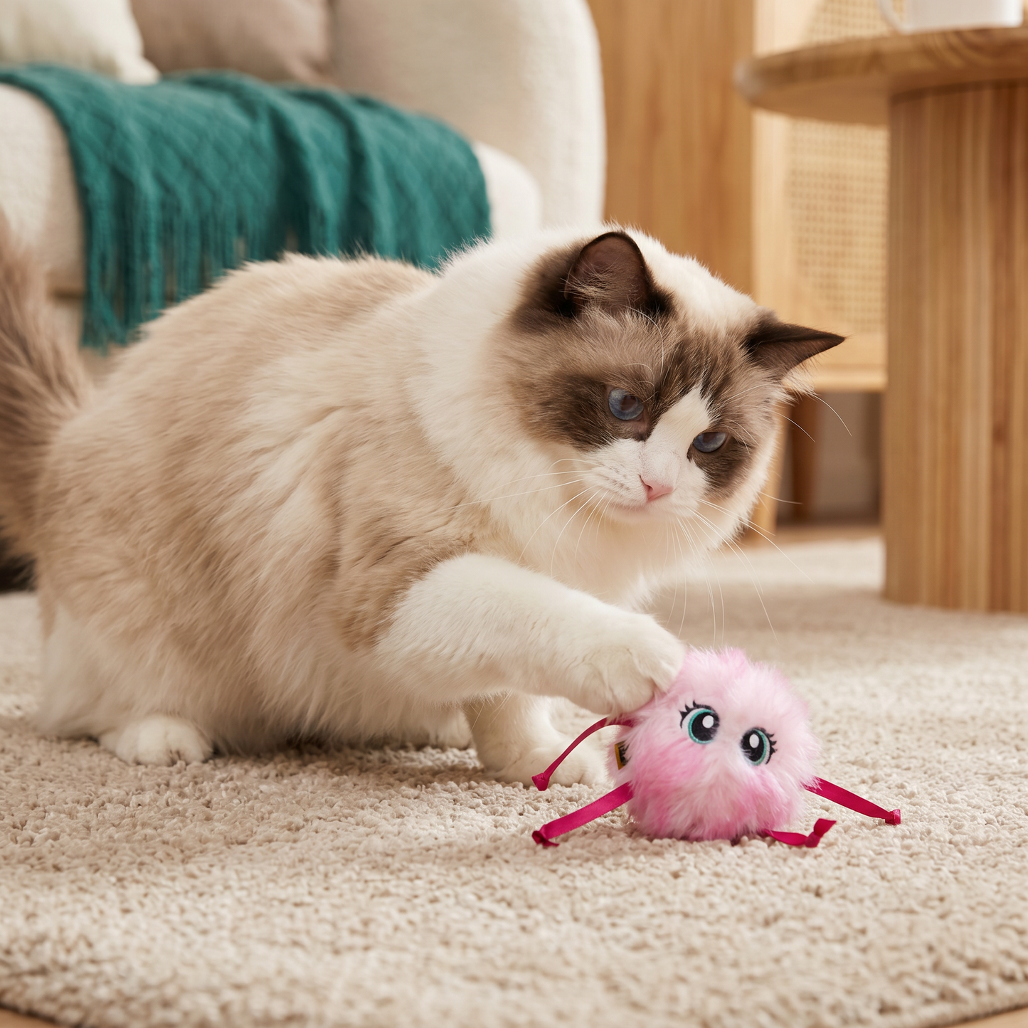Cute Interactive Rolling Plush Cat toy