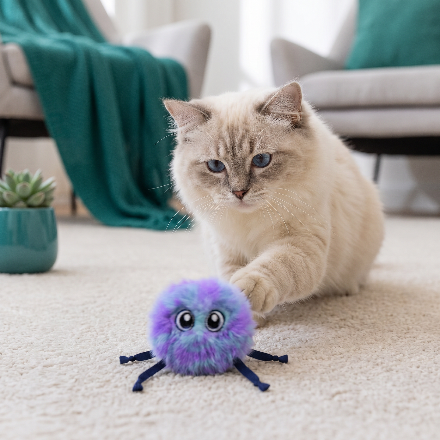 Cute Interactive Rolling Plush Cat toy