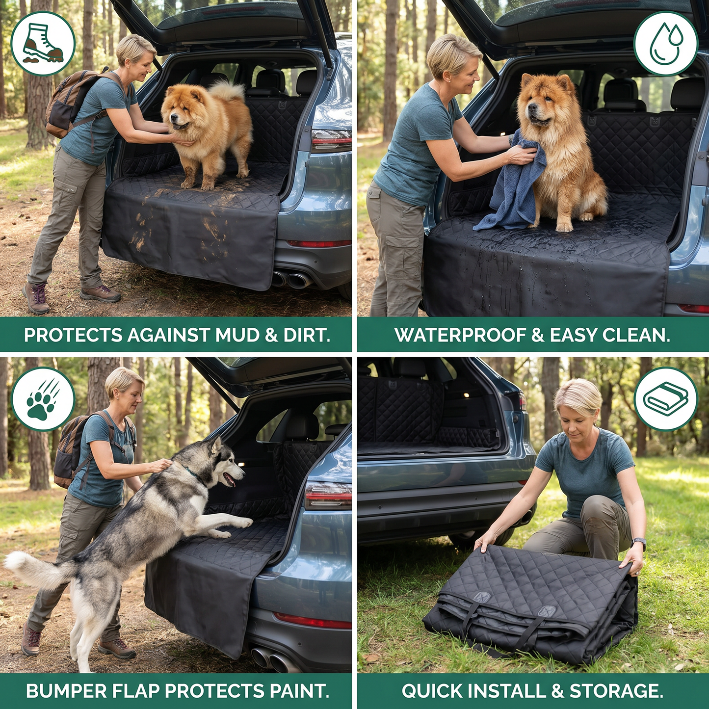 Waterproof SUV Dog Cargo Liner with Bumper Flap