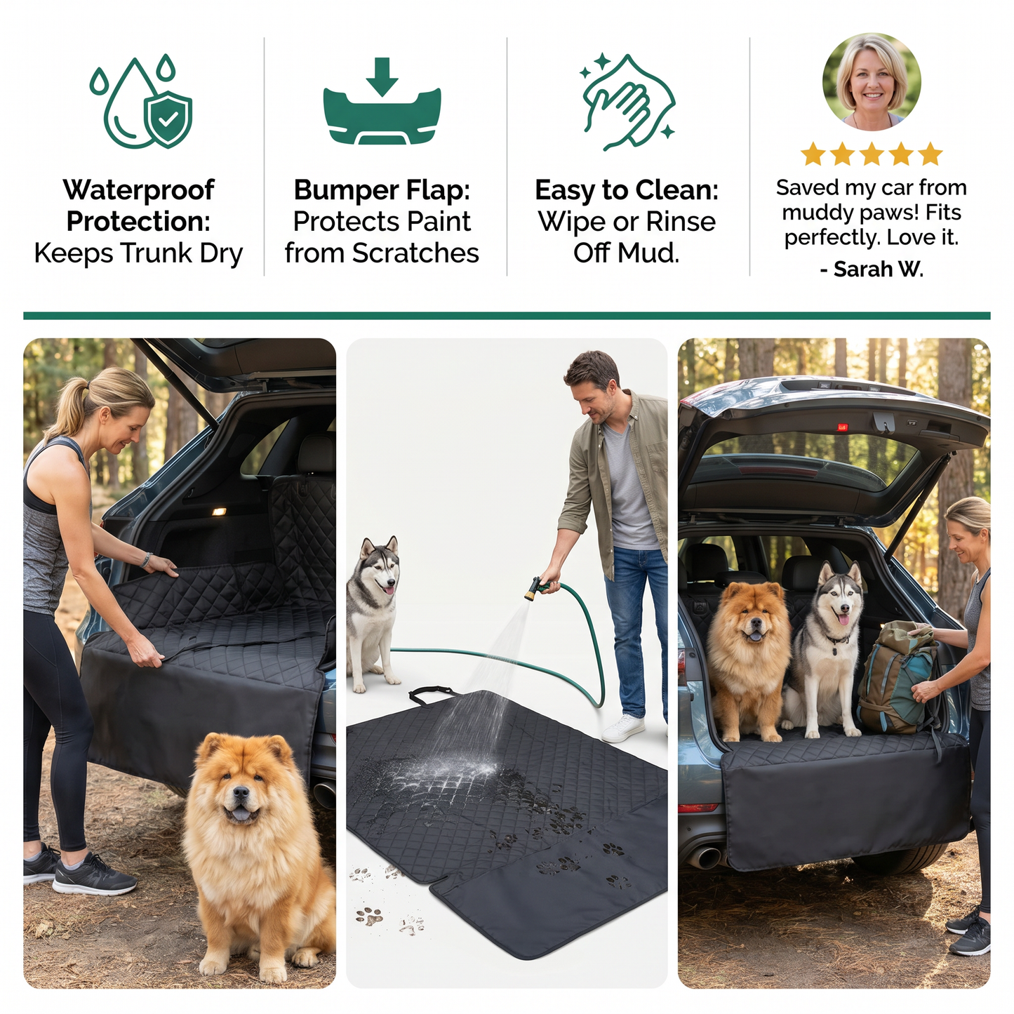 Waterproof SUV Dog Cargo Liner with Bumper Flap