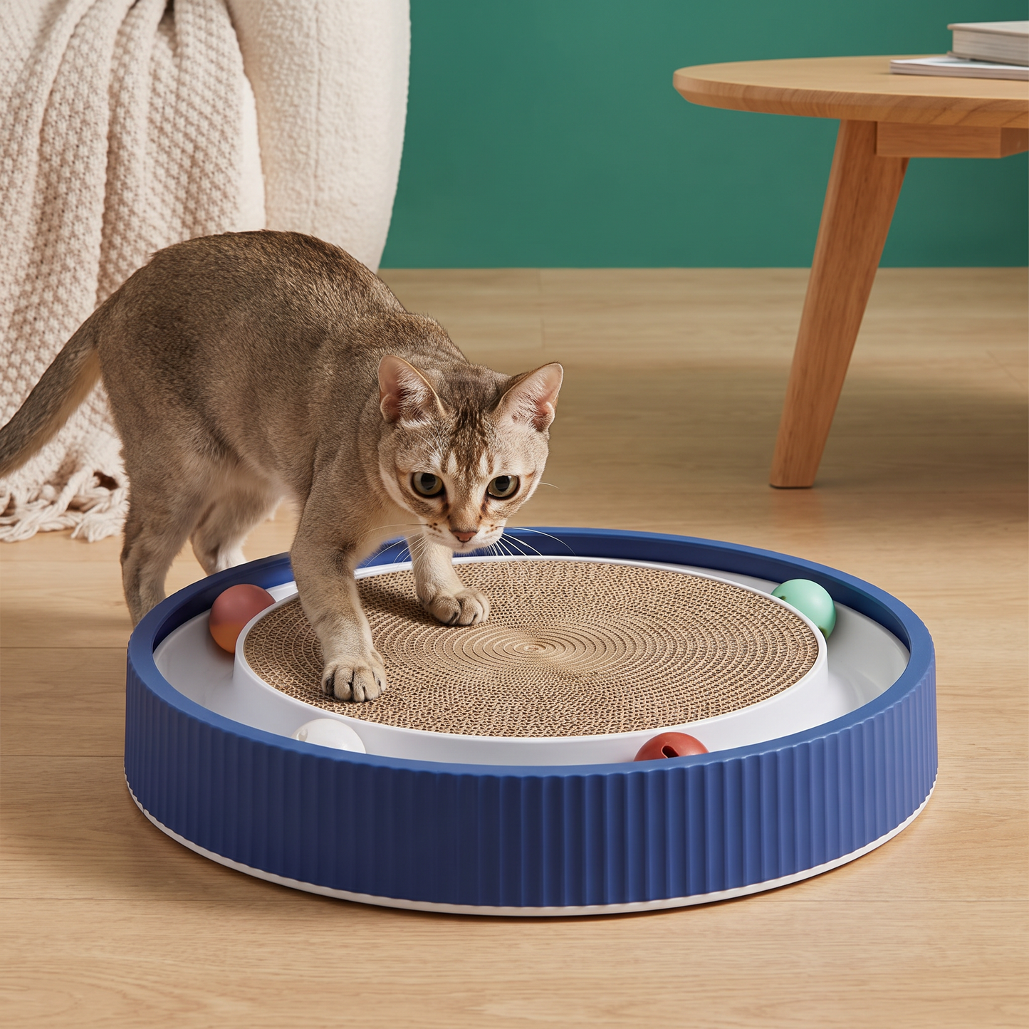Interactive Cat Scratcher Pad with Rolling Balls and Relaxing Play Area