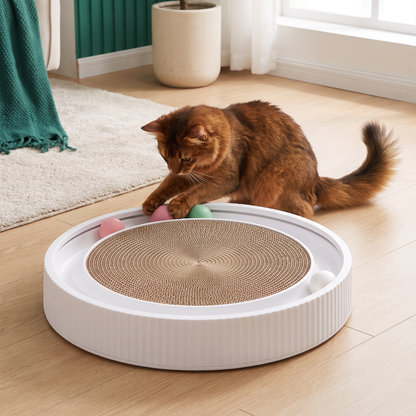 Interactive Cat Scratcher Pad with Rolling Balls and Relaxing Play Area