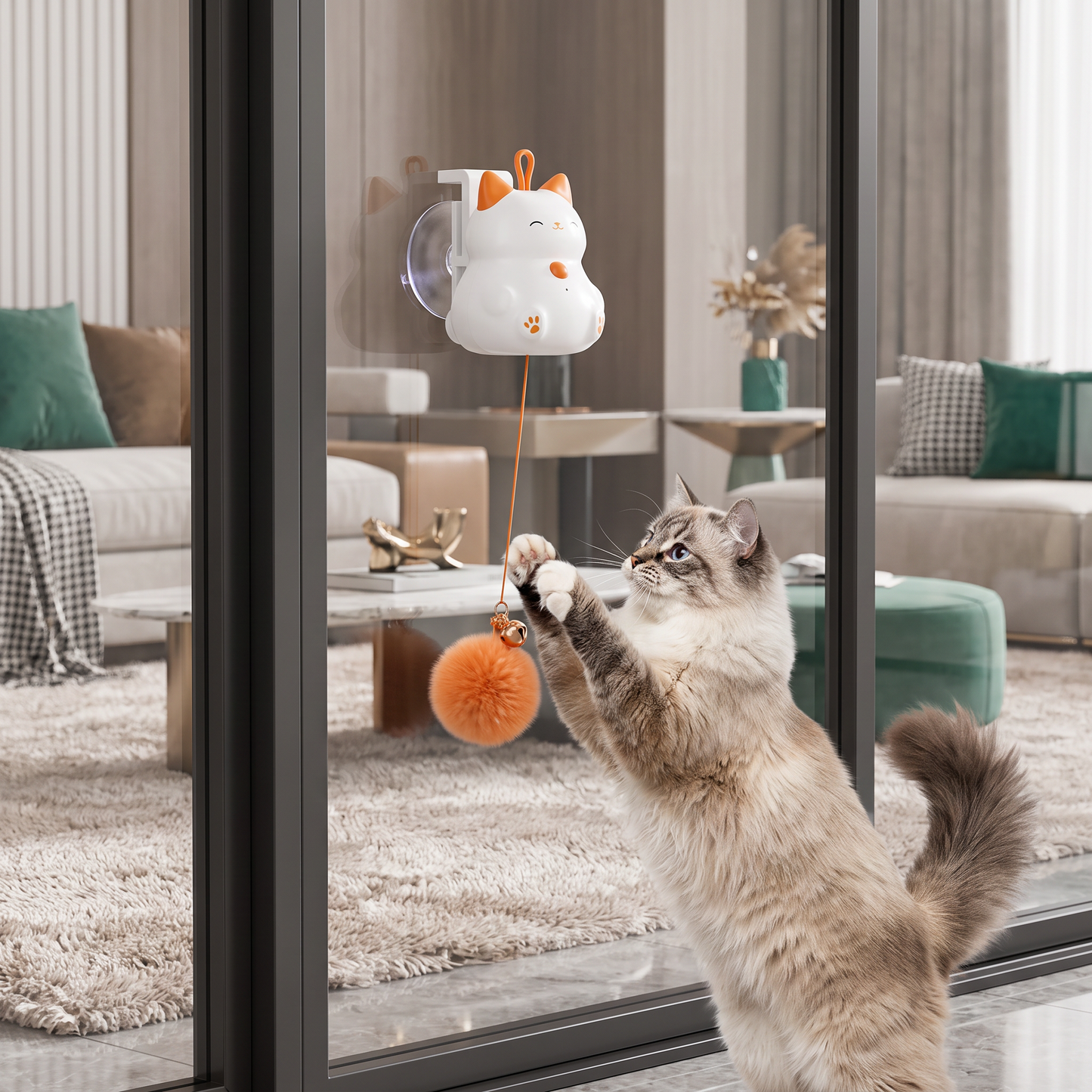 Interactive Rechargeable Cat Toy – Automatic Lifting Pom-Pom Teaser