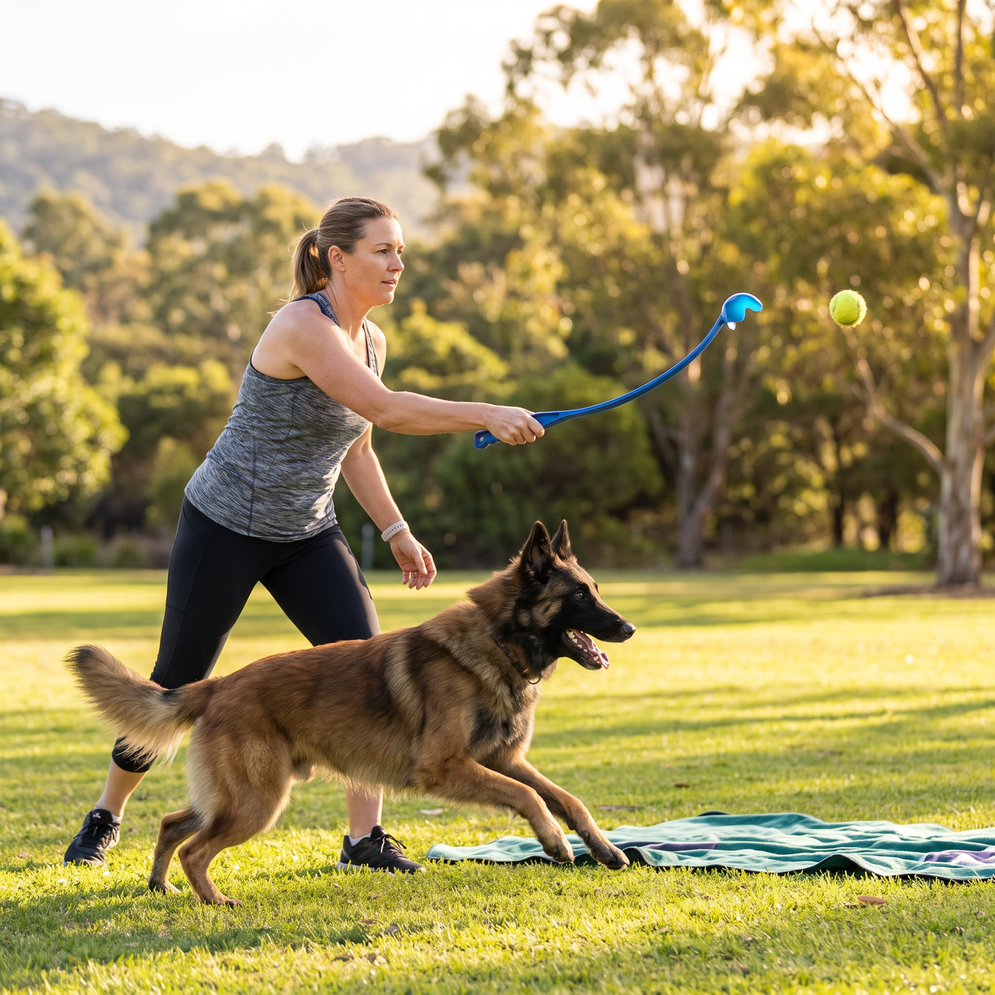 Interactive Tennis Ball Launcher for Dogs – Long-Handle Fetch Thrower