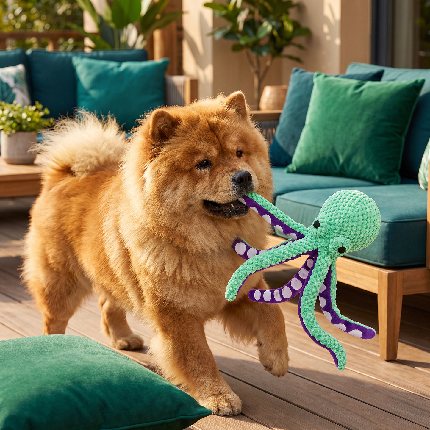 Large Octopus Plush Squeaky Dog Toy