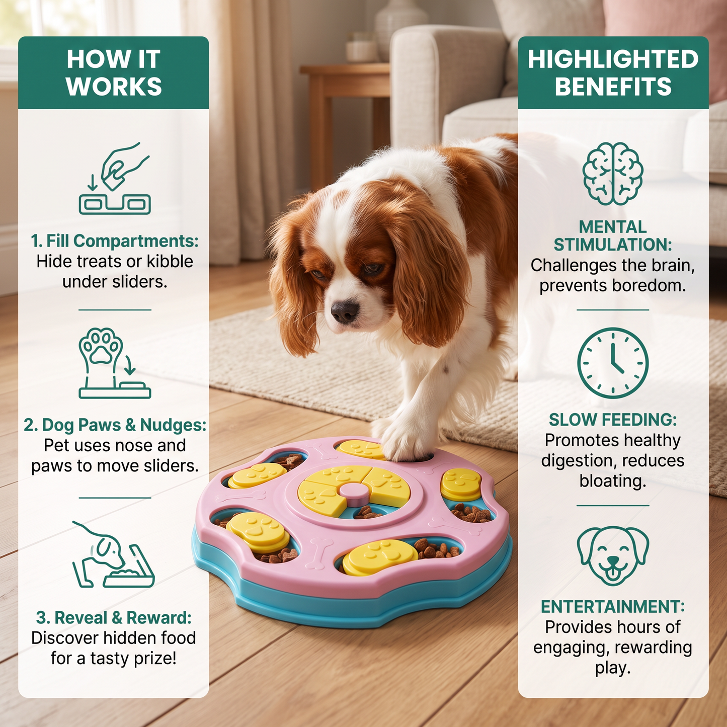 Interactive food puzzle for dogs