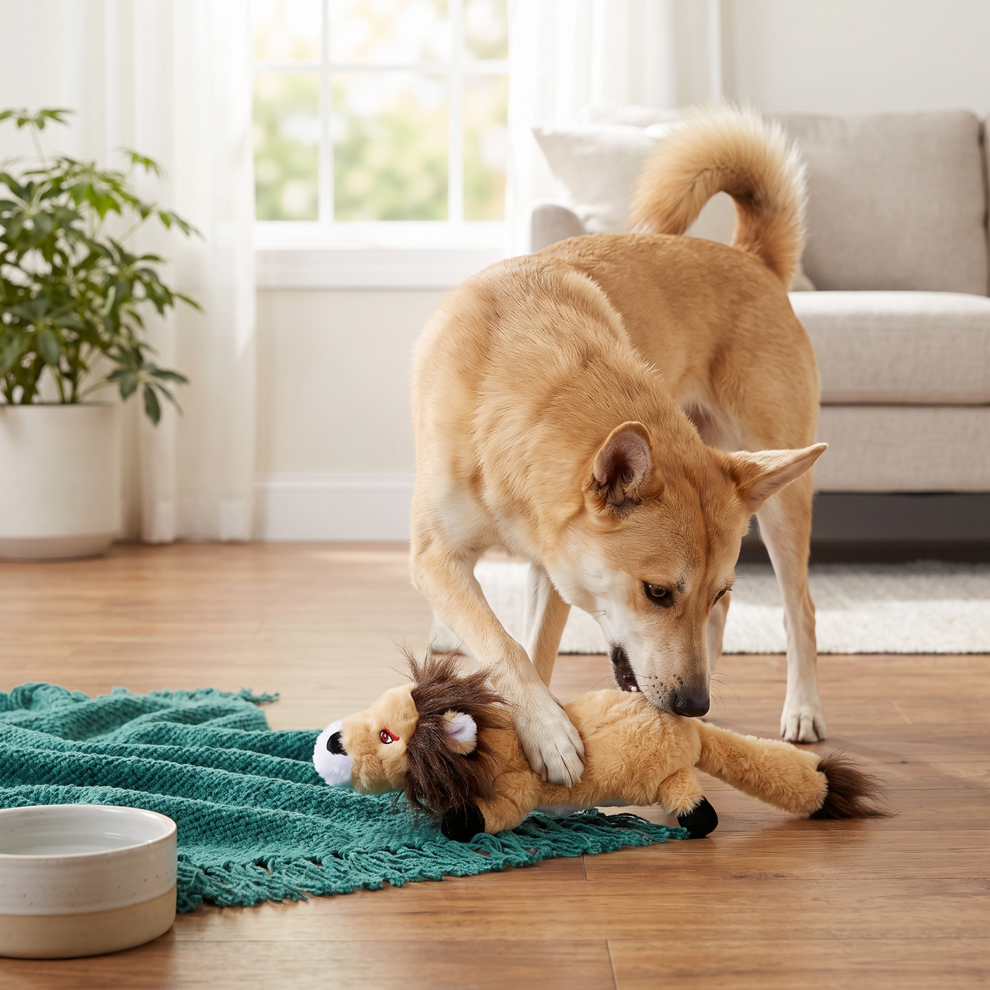 Durable Stuffing-Free Crinkle Squeaky Dog Toy