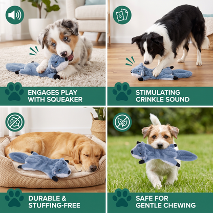 Durable Stuffing-Free Crinkle Squeaky Dog Toy