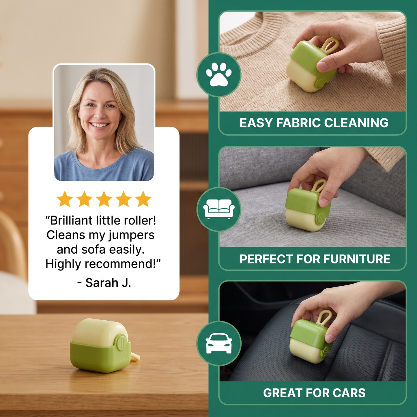 Pet Hair Remover Roller with Reusable Design for Easy Fabric Cleaning