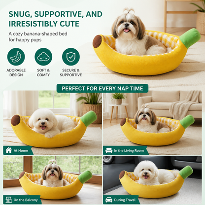 Banana-Shaped Cozy Pet Bed for Dogs