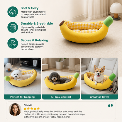 Banana-Shaped Cozy Pet Bed for Dogs