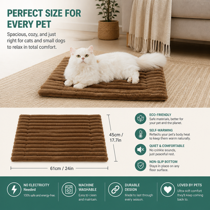 Self-Warming Pet Mat for Cats & Dogs – Quiet, Non-Slip & Electricity-Free